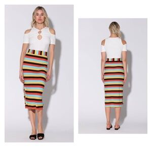 WALTER BAKER  Annika Skirt - Mod Stripe Knit Women’s Midi Skirt Multi SZ SM NWT